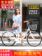 Su Huang Lightweight Bicycle for Adults, Men and Women, for Commuting to Work, Variable Speed, Retro Solid Tire Student Bicycle