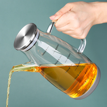 Oil bottle household kitchen household kitchen glass oil pot without hanging oil with scale large capacity oil tank oil pot bottle