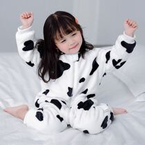 Childrens pajamas girls winter coral velvet baby Autumn men two-year-old half new in 2021