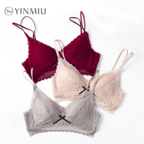 Underwear women without steel ring bra gather thin small chest thin shoulder strap sexy lace comfortable zero tie silk bra