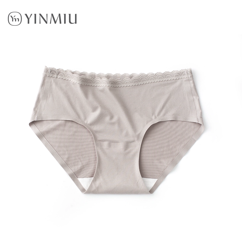 3 cặp quần lót liền mạch của phụ nữ cotton tinh khiết đáy quần cô gái mới Nhật Bản Hàn Quốc của đơn giản ren trang trí túi màu xám quần sịp - Eo cao