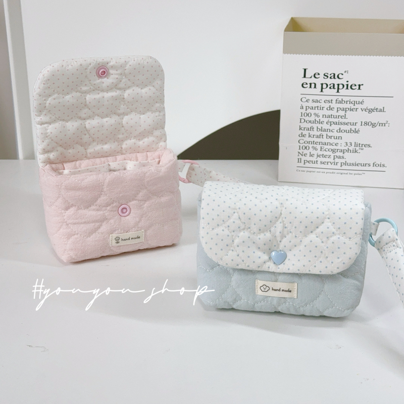 Original LAOSHU Korean Imported Quilted Cotton ins Style Fresh and Simple Student Ccd Camera Storage Bag Padded Protective Case