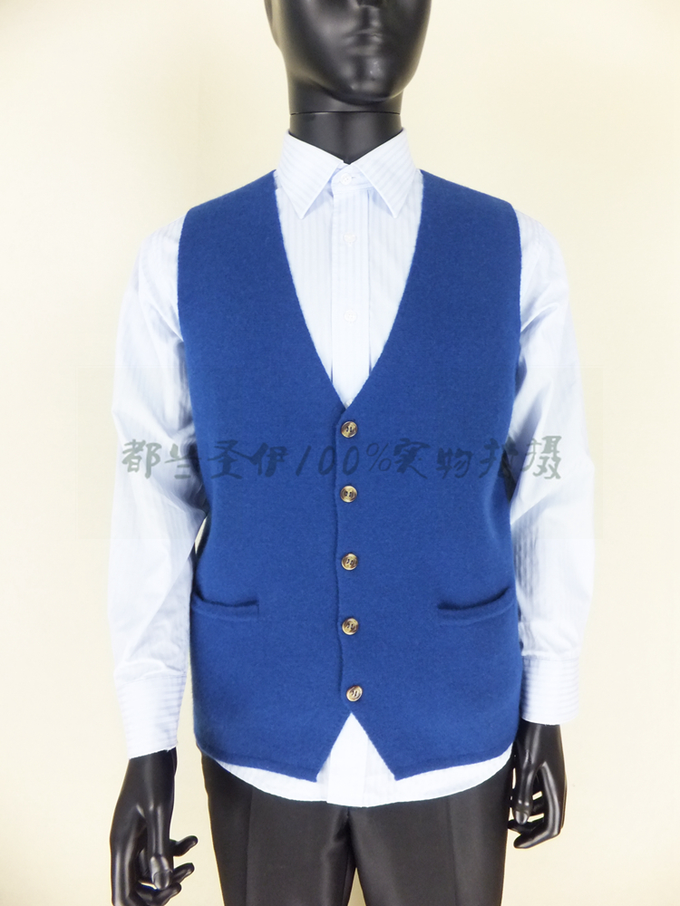 Cashmere áo len nam vest vest nam mùa thu và mùa đông len vest nam V-Cổ áo len trung niên knit cardigan vest dày