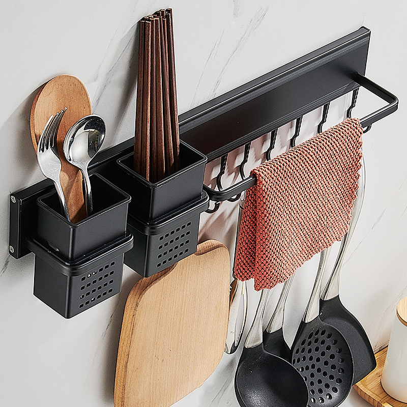 Chopstick cylinder spoon shelve with kitchenware containing chopsticks basket wall-mounted free-to-punch kitchen draining domestic quick sub-hugging