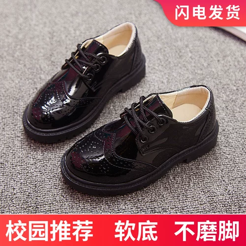Мягкая черная обувь для мальчиков для кожаной обуви в английском стиле, мягкая подошва, в британском стиле, подходит для подростков