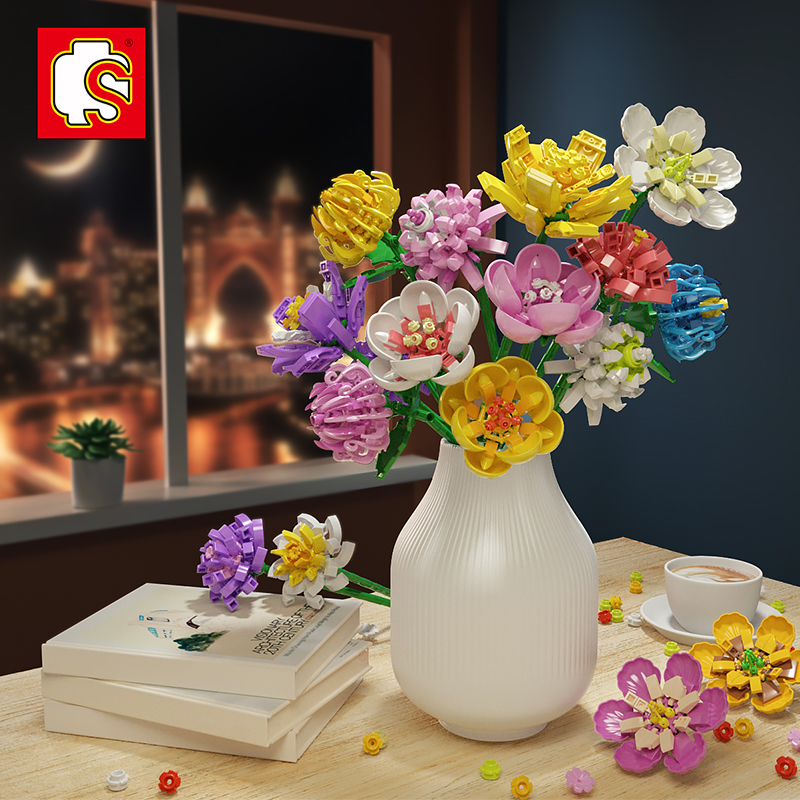 Senbao building blocks Senbao bouquets Flowers Bonsai decorative inserts Dried flowers Building blocks diy materials Eternal flowers starry sky