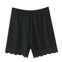 Summer ice silk safety pants for women anti-exposure ultra-thin non-curling large size high-waisted protective lace skin-colored insurance shorts