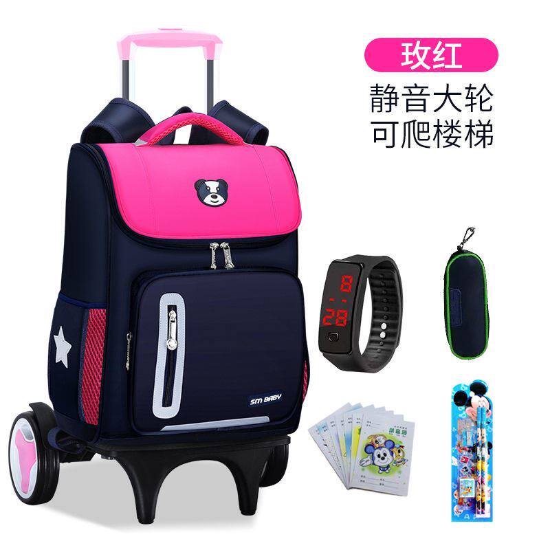 Lalever Schoolboy Boys Elementary School Children 1-3-6 Grade Girl Six Wheels Waterproof Push Pull-out Tug With Wheels