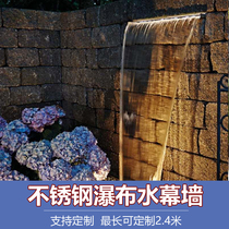 Garden water feature Stainless steel waterfall outlet Courtyard waterfall landscaping Water wall Pool fish pond outlet decoration