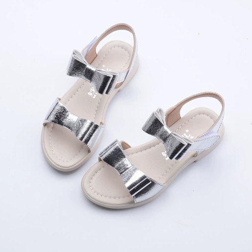 Сандалии, модные детские туфли для принцессы, из натуральной кожи, в корейском стиле, мягкая подошва, подходит для подростков