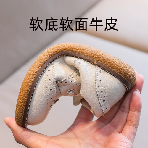 妙趣儿 Весенняя детская обувь для кожаной обуви в английском стиле, из натуральной кожи, мягкая подошва