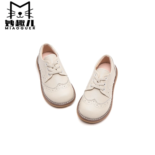 妙趣儿 Весенняя детская обувь для кожаной обуви в английском стиле, из натуральной кожи, мягкая подошва