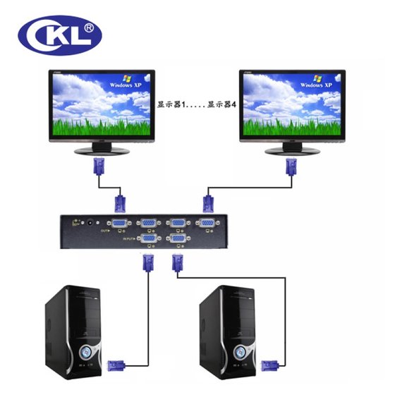 VGA 스위처 2 in 4 out 컴퓨터 스위치 2 in 4 out HD 비디오 분배기 CKL-224B