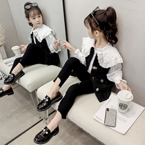 Girls spring clothing 2022 new trendy CUHK childrens childrens fumbling sound mesh red foreign air lining Machia shirt suit