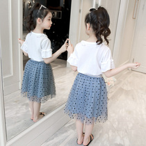 Girls Summer Fashion 2021 new childrens fashion Fashion Princess Dress Foreign Air Suit CUHK Children Children Trendy Two Sets of Chaoding