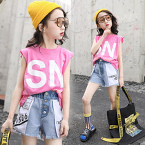 Girls Summer Fashion 2021 new Korean version of childrens clothing Leisure foreign air suit CUHK child children Summer Fashion Two sets