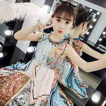 Girl Summer Clothing 2021 New Korean Version Children Clothing Casual Trendy Dresses CUHK Children Children Summer Foreign Air Dress Dress