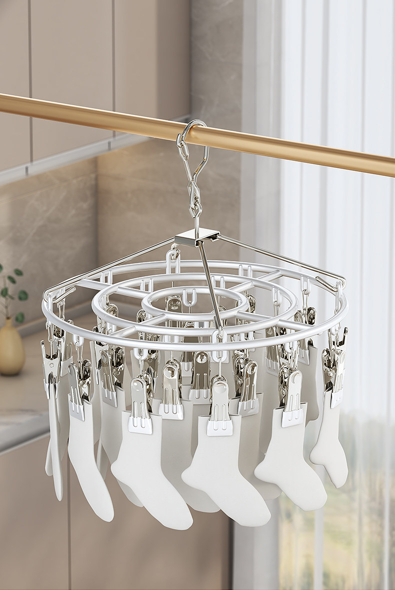 Клипса стойки 不锈钢袜子晾晒架家用阳台多夹子晾衣架多功能晒内衣内裤专用神器