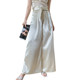 2023 spring straight-leg mopping wide-leg pants women's drape thin two-piece suit foreign style fashion loose satin trousers suit