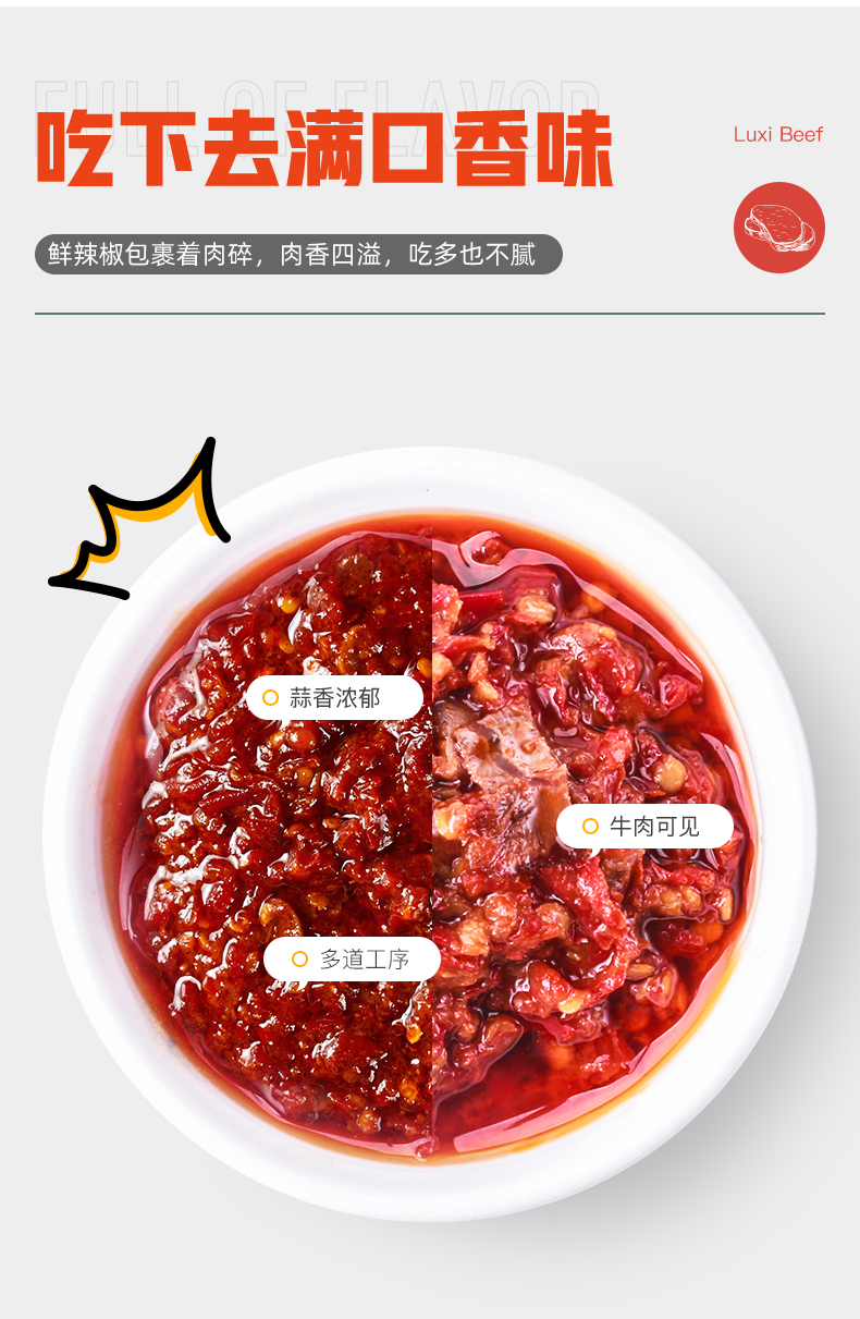 虎邦辣酱鲁西牛肉酱50g*8