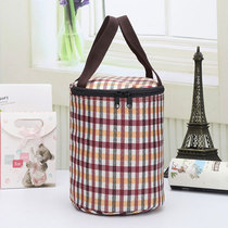 Round Lunch Box Bag Large waterproof and anti-oil hand lunches bag to work with lunch box Thickened Aluminum Foil Insulation