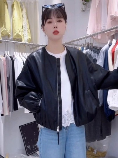 韩版圆领机车皮衣女2025春秋新款高级感小个子宽松时尚气质PU夹克