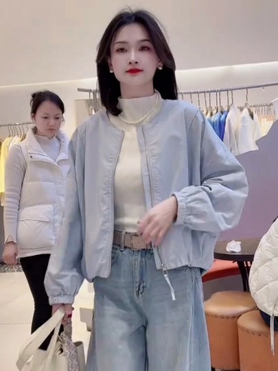 Модная женская укороченная куртка-бомбер с круглым вырезом, весна-осень 2025, новый корейский стиль, свободный крой, универсальная, повседневная, трендовая