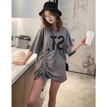 Pregnancy Maternity Dress Stylish Fashion Suit New Personality Boomer Dew Shoulder T-shirt Blouse Summer Denim Shorts Two Sets