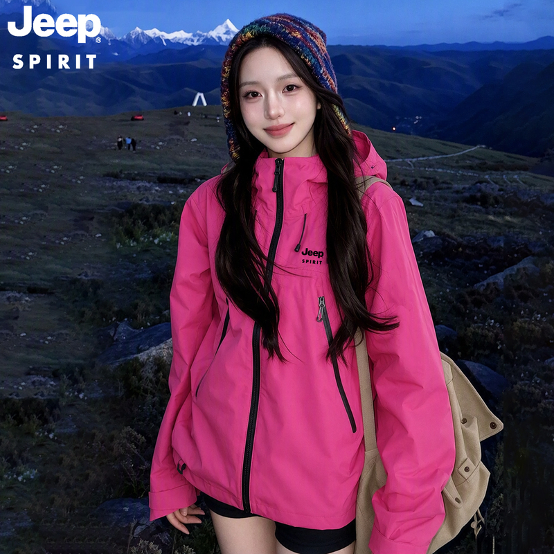 Jeep Color Shell Jacket for Women 2026 New Soft Shell Three-In-One Windproof and Waterproof Outdoor Sports Mountaineering Jacket