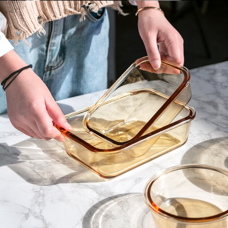 Cat Coop Work Family Glass Preservation Box Microwave Oven Heating Special Lunch Box Sealed Bowl Lunch Box Separated Dining Box-Taobao