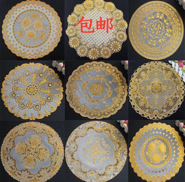 Bronzing European-style pvc multiflower style dining cushion anti-burn and heat insulation water glass cushion Ashtray Cushion Flower-flower Flowerpot Cushion small gift cushion