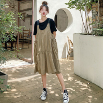 Pregnant Women summer suit fashion dress womens summer thin T-shirt back skirt two-piece Net red suit tide