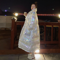 Pregnant womens New Year long coat autumn and winter 2021 new pregnancy colorful bright face down cotton coat tide mother