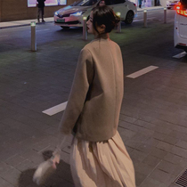 Pregnant womens autumn fashion suit collar coat spring and autumn winter wear Net red temperament wool wool coat autumn wear