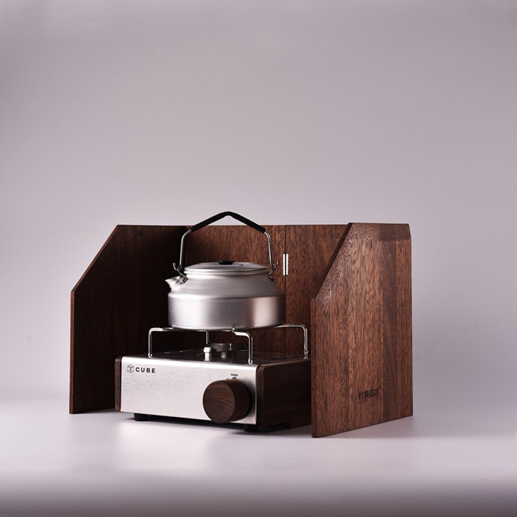 Shira shop solid wood card stove windproof plate CUBE black walnut windshield suitable for Iwatani Sengoku kovea