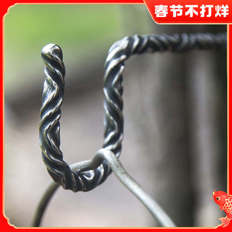 Reforged titanium alloy vapor lamp hook twist pattern retro outdoor campground light tent tent pole light stand accessories