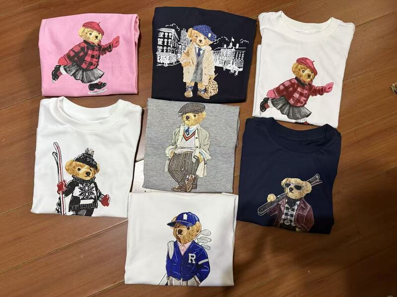New Export Short-Sleeved T-Shirts for Boys and Girls, Children's Pure Cotton Boys' Summer Clothes, Cartoon Bear and Cow Children's Clothing New Export Short-Sleeved T-Shirts for Boys and Girls, Children's Pure Cotton Boys' Summer Clothes, Cartoon Bear and Cow Children's Clothing