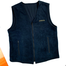 Male hair velvet vest Navy blue fleece warm and cold autumn and winter zipper bottom cardigan fleece waistcoat velvet vest man