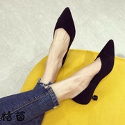 giày mùa xuân phụ nữ 2020 mới của Hàn Quốc phiên bản 3cm thấp gót của phụ nữ giày 100 nhọn giày gót nhỏ dày gót giày đơn nữ giày da nhỏ