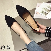 giày đơn nữ 2020 mùa xuân bốn mùa giày Hàn Quốc phiên bản của đế phẳng giày việc đá phiến nhọn đen lớn mã giày đậu cổ tích
