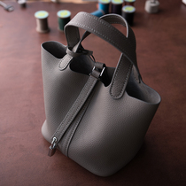 Vegetable basket bag DIY material bag make all-inclusive leather hand-stitched bucket bag togo leather pattern
