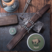 American western denim style genuine leather belt retro locomotive belt pure handmade 5 5mm ultra-thick cow leather