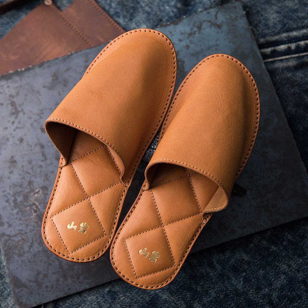 Shanyan retro leather slippers home leisure wearing soft and comfortable