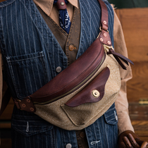 Outdoor tooling style A341 vintage pepper salt chest tanned cowhide all copper hardware locomotive backpack