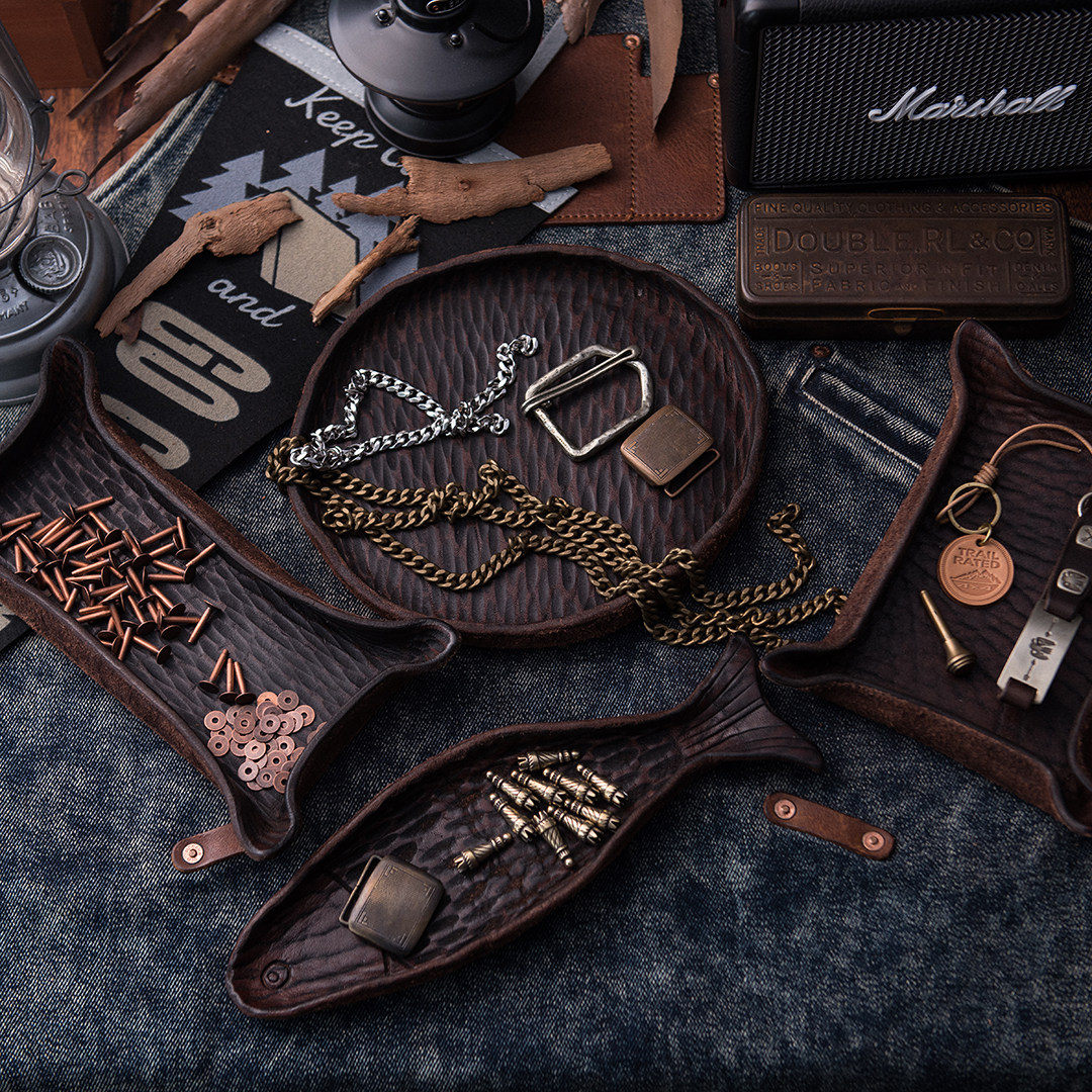 Natural retro Decorative Bull leather Trays Medieval Home First Accessories Box Pendulum 5-5mm Over-thick cow leather