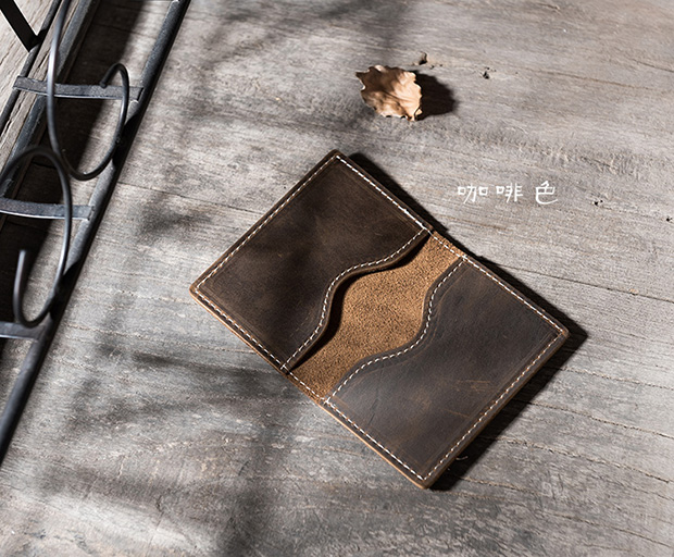 Retro Crazy Horse Piranze Leather Top Layer Leather Chủ thẻ Ví da siêu nhỏ Ví mỏng nam và nữ ví đựng thẻ