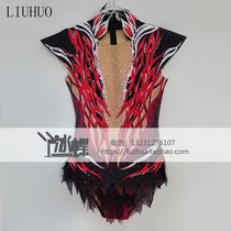 LIUHUO gymnastique artistique suit robe de compétition robe de compétition pour femmes performance des enfants Jupes compétitives gradient rouge noir BD636