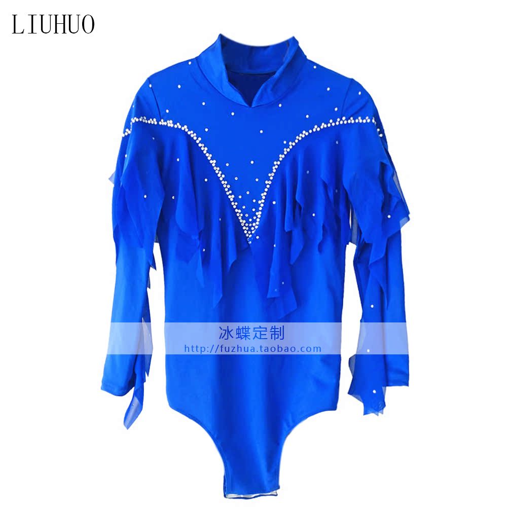 LIUHUO figure skating men's performance clothing high-end custom competitive clothing adult performance clothing blue BD563