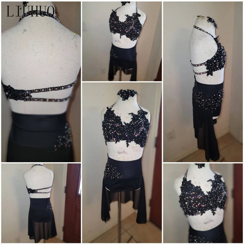 LIUHUO's new female pole dance performance clothing aerial yoga competition clothing acrobatic ring clothing black BD1454