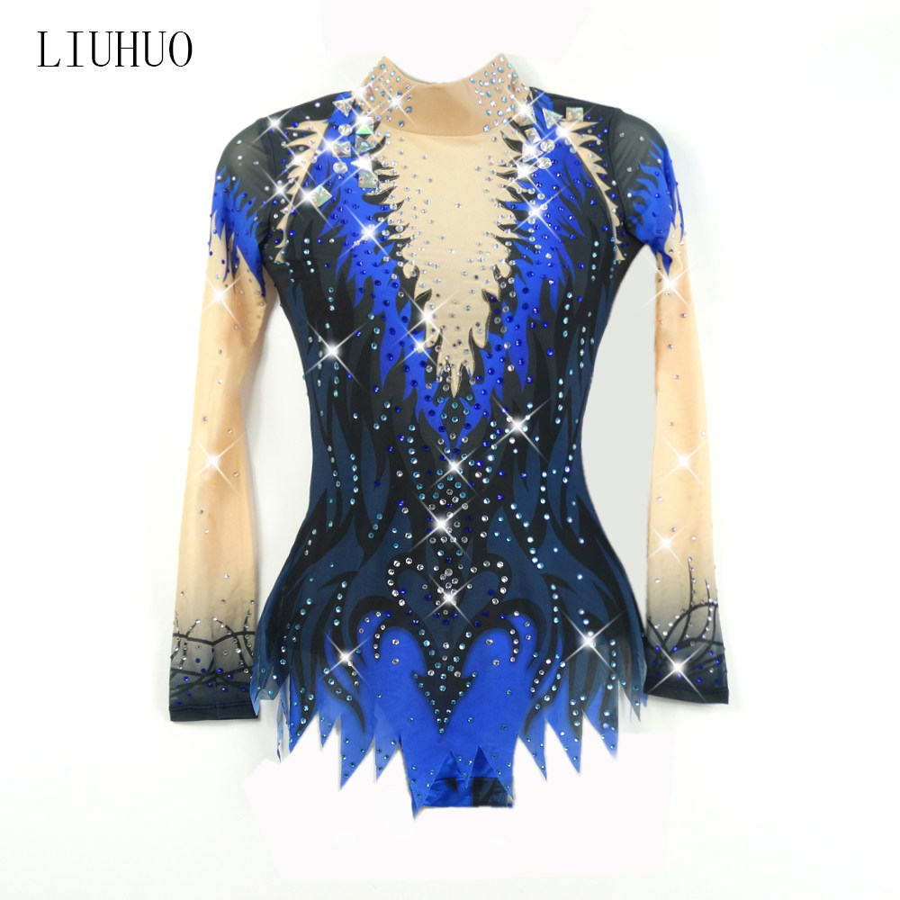 LIUHUO Children's artistic gymnastics to serve high-end customised ladies'cheerleading' race suit blue BD539